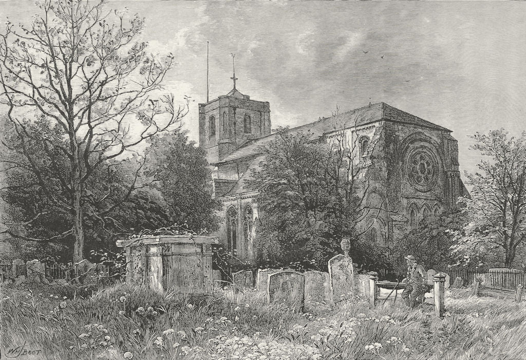 ESSEX. Waltham Abbey 1888 old antique vintage print picture